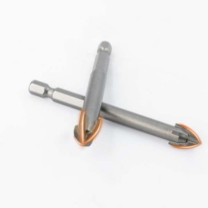 Cross Tips 6.35mm Hex Shank Triangle Drill Bits For Tile Glass Hole Opener