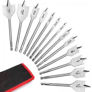 13PCS Inch Size Woodworking Flat Drill Bits Set With Bag