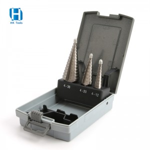 3-teiliges HSS-Stufenbohrer-Set mit hellem 3-Flächen-Schaft und gerader Nut für Metallbohren mit mehreren Löchern