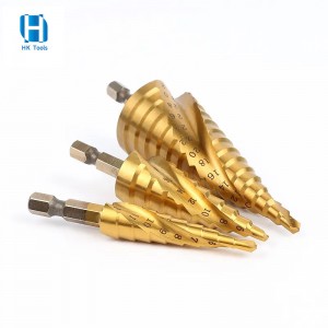 HSS4241 Spiral flute 4-22mm step drill bits with hex shank for metal drilling