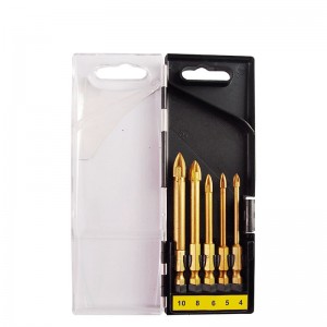 Set di punte da trapano per vetro con codolo esagonale industriale da 5 pezzi da 6 mm in scatola di plastica