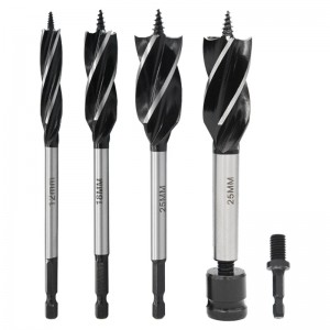 Fast Quick Change Hex Shank Wood Drilling Four Flutes Auger Drill Bit For Hardwood Softwood