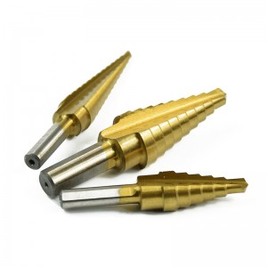 3Pcs Inch 3 Flats Shank Straight Flute Titanium HSS Step Drill Bit Set