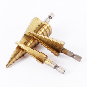 3Pcs Metric Hex Shank Straight Flute HSS Step Drill Bit Set