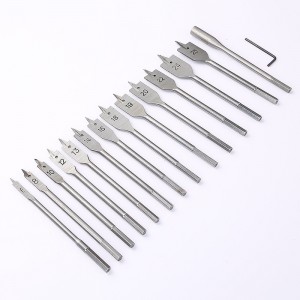 15PCS Spade Drill Bit Set With Cloth Bag For Wood Drilling