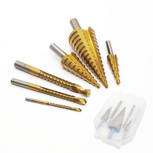 Step Drill Set 6PCS Triangular Shank Straight Slot For Hole Drilling