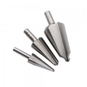 3 Pcs HSS 4241 Straight Flute Conical Umbrella Drill Bit Step Drill Set for Metal Drilling