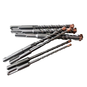 7pc Electric Hammer Drill Bit Set Two Pits Two Slots Round Shank Cross Bit For Concrete Walls