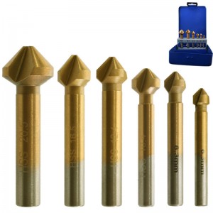 3 Flutes Countersink Drill Bit Set 6Pcs For Chamfering Deburring