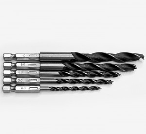 5PCS Hex Shank Woodworking Brad Point Drill Bit Three Tips For Reaming Drilling Tool