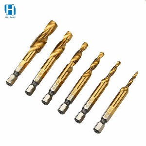 Multi-size Hex Shank Drill Titanium-plated Composite Taps Drilling Spiral Machine Taps HSS