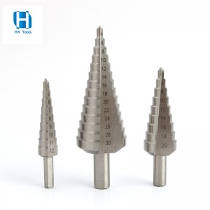 3 cái Bright 3-flats Shank Straight Flute HSS Step Drill Bit Set để khoan kim loại nhiều lỗ