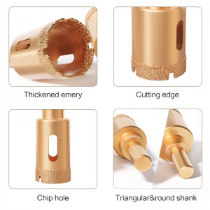 12PCS 6-35mm Vacuum Brazed Diamond Hole Saw Kit Triangle Shank For Marble Tile Ceramic