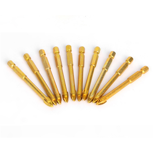 Titanium Coated Glass Drill Bit Hexagonal Shank Cross Tips For Ceramic Tile