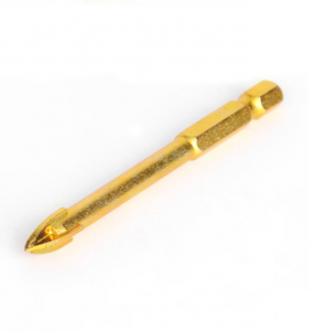 Titanium Coated Glass Drill Bit Hexagonal Shank Cross Tips For Ceramic Tile
