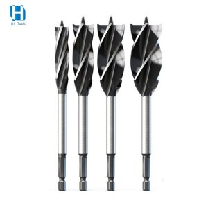 HK OEM Custom 4 Flutes Hex Shank Screw Tip Wood Auger Drill Bits For Woodworking Drilling