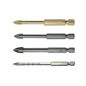 3/16 Inch Hex Shank Cross Carbide Tip Titanium Glass Drill Bit For Glass Ceramic Tile