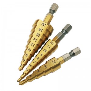 Broca escalonada HSS de titanio de tamaño de flauta recta de 4-32 mm para taladrado de metal