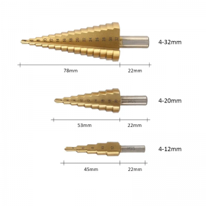 Thay đổi nhanh Hex Shank Spiral Flute Khoan hiệu quả với 3 chiếc HSS Step Drill Bit Set
