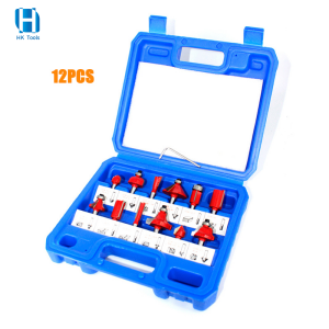 12PCS Router Bit Set 1/4 Inch Shank Carbide Tipped Woodworking Tool Set with Plastic Case Trimming Tool