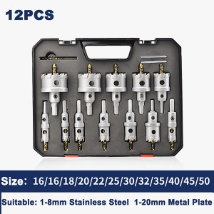 6/10/12PCS TCT Hole Saw Set For Stainless Steel Metal Plate