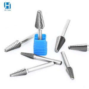 Conical Ball Nose Rotary File Burrs Tungsten Carbide Shape-L Abrasive Tools For Polishing