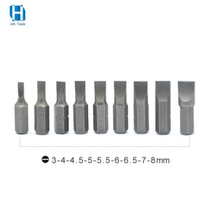 Factory Supply SL3-SL7 CR-V Slotted Screwdriver Bits 25mm With Hex Shank For Power Tools