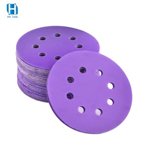 High Quality Sanding Disc 150mm Purple Ceramic Abrasive Hook and Loop Sanding Paper Disc For Polishing Car