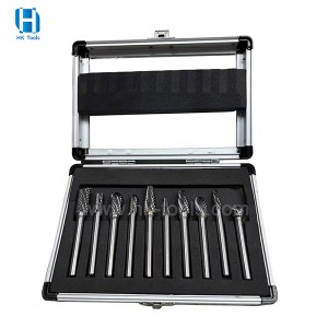 10PCS 6mm Shank Double Cut Tungsten Carbide Rotary Burr Set for Grinding