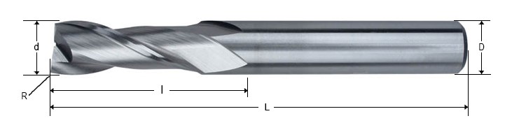 55HRC solid carbide corner radius end mills size