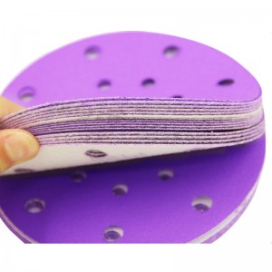 High Quality Sanding Disc 150mm Purple Ceramic Abrasive Hook and Loop Sanding Paper Disc For Polishing Car