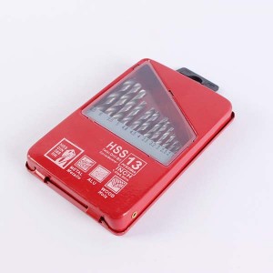 13PC High Speed Steel Bright Twist Drill Bit Set Round Shank 1.5-6.5mm With Metal Box