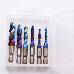 6pcs HSS Combination Screw Tap Set With Chamfering Function M3-M10 Drill Bits Box Kit Package Thread Tap