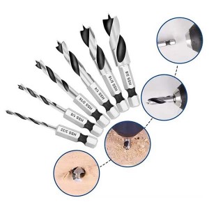 HSS4241 1/4″Quick Change Hex Shank Brad Point Drill Bit Stubby Drill Bit Set For Reamer Woodworking