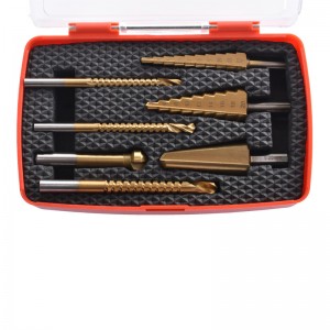 7Pcs 7 Kinds Titanium Coated Step HSS Triangle Shank Sawtooth Drill Chamfer Bit Set