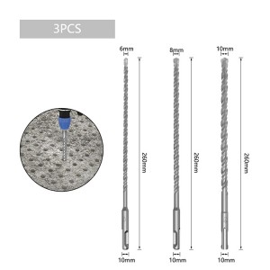 3PCS Single Tip SDS Plus Shank Impact Drill bits For Wall Conrete