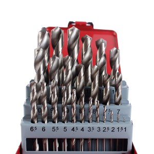 1-13MM 25PCS HSS Twist Drill Bit Bright With Metal Box For Metal Plastic