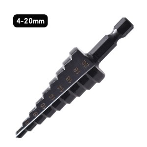 Hexagonal Shank Step Drill Bits Black 3-12/4-12/4-20/4-32 For Metal Drilling