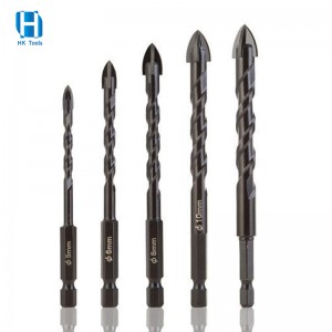 Hot Sale Multi-purpose Cross Tip 6mm Hex Shank Spiral Twist Glass Drill Bit For Cutter Ceramic Glass Concrete Tile