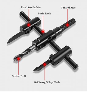 Wood Circle Hole Saw Cutter Aircraft Type Adjustable Woodworking Hole Saw Opener Drill Bit