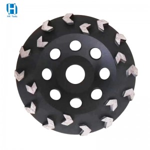 HKTools Customized Angle Grinder Arrow Segment Concrete Diamond Cup Grinding Wheel For Granite Marble