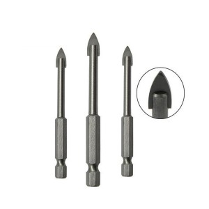 3/16 Inch Hex Shank Cross Carbide Tip Titanium Glass Drill Bit For Glass Ceramic Tile
