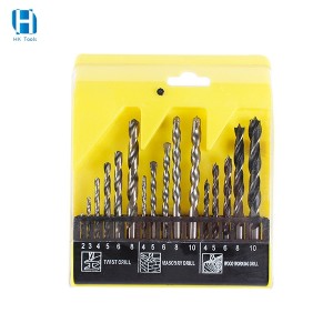 HSS Twist Drill Plastic Box Set 16pc Woodworking Drill Twist Drill Masonry Drill Combination Set