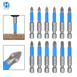 6PCS 50mm Anti-slip Magnetic Screwdriver Set Hex Shank Zip/Crosshead Driver Drill Bit PH1/PH2/PH3/PZ1/PZ2/PZ3