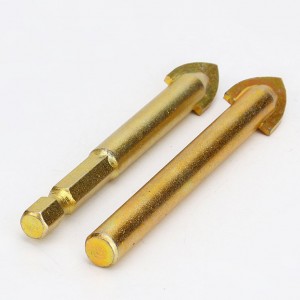 Titanium Coated Glass Drill Bit Hexagonal Shank Cross Tips For Ceramic Tile