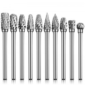 Wholesale 10PCS Tungsten Carbide Rotary Burr File Set 3*6mm Double Cut Carving Burr Bits For DIY Carving