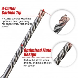 2/4-Cutter Concrete Masonry Carbide Tip Sds Plus Hammer Drill Bit