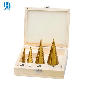 4PC 4-12/4-20/4-32/4-39mm HSS Titanium Coated Step Drill Bit Set For Metal