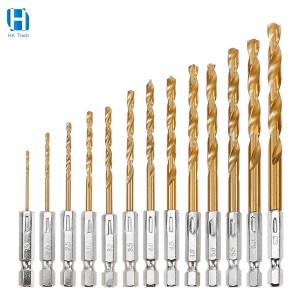 Hexagonal Shank Twist Drill Bits HSS Titanium Plated 1.5-6.5mm Drill Punching Tools