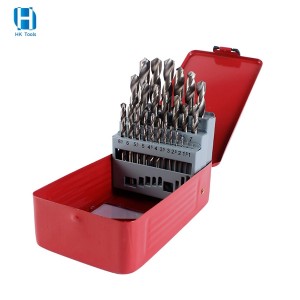 1-13MM 25PCS HSS Twist Drill Bit Bright With Metal Box For Metal Plastic